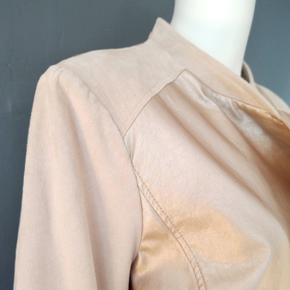 Metallic faux leather & faux suede moto jacket - Picture 4 of 16